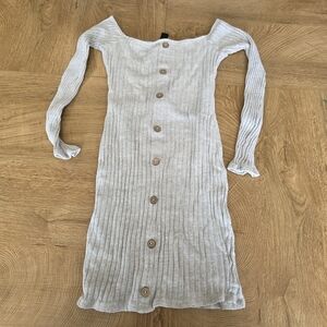 Windsor Light Gray Ribbed Off-Shoulder Dress